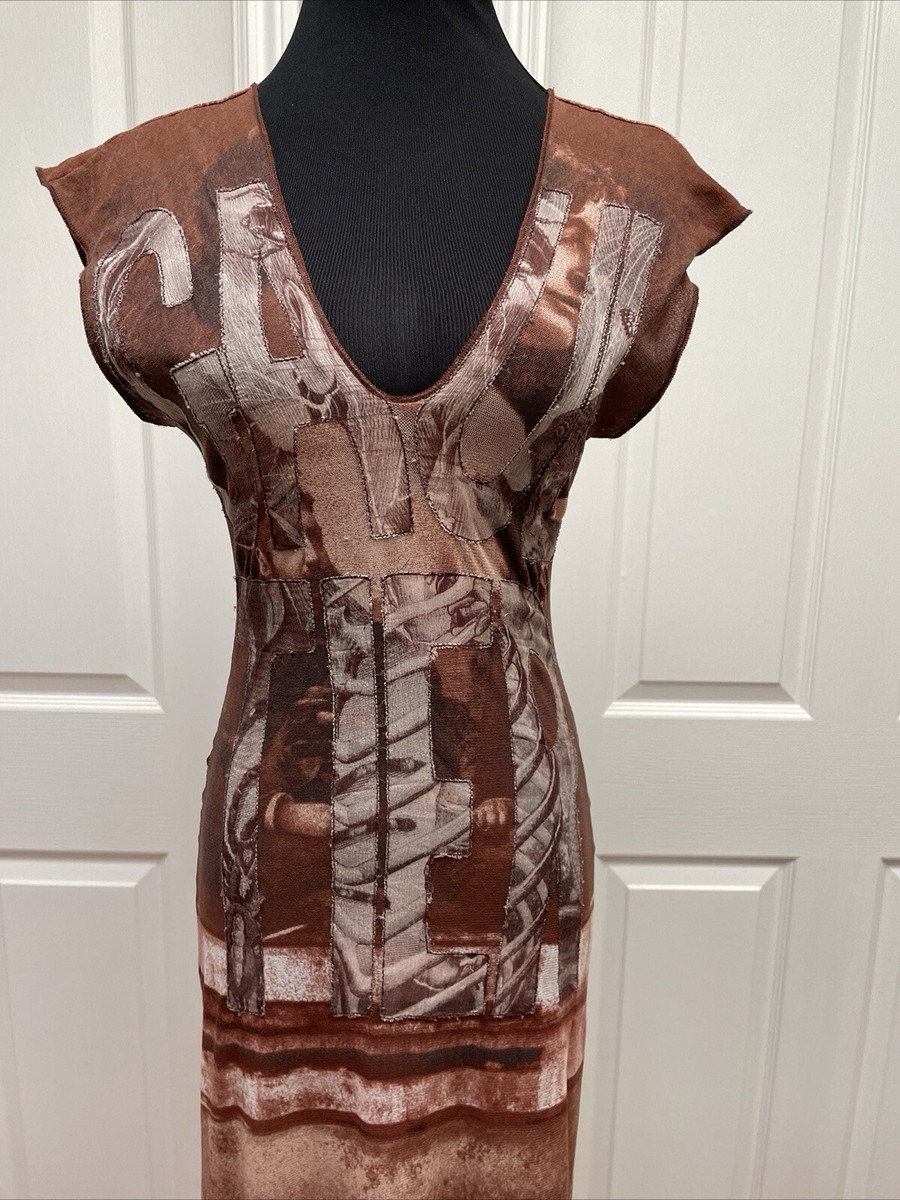 jean paul gaultier brown dress Snake-effect halterneck gown in brown - Jean Paul Gaultier