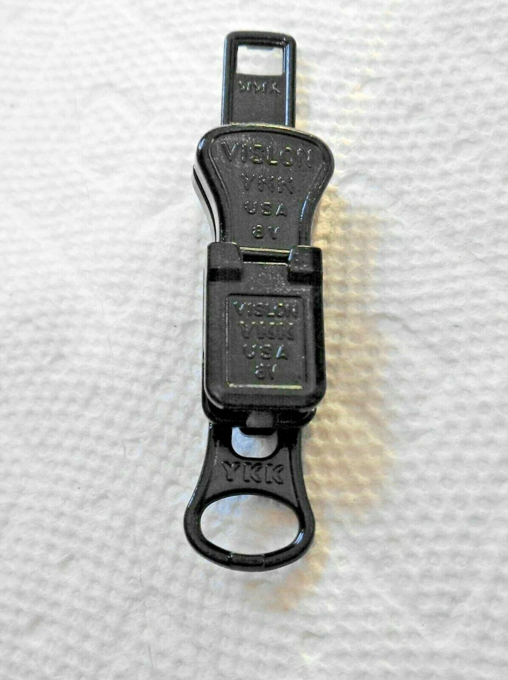 Set of 2 Black #8V heavy duty YKK nesting sliders for 2 Way Vislon zipper - Image 3 of 4
