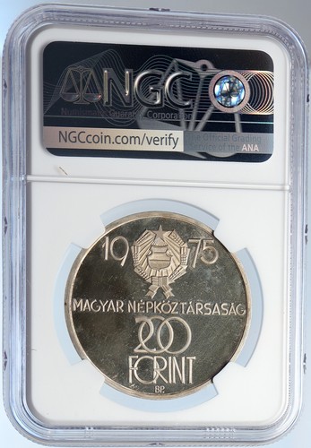1975 HUNGARY 30 Yrs of LIBERATION Old Proof Silver 200 Forint Coin NGC i105898 - Picture 4 of 5