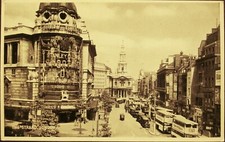 THE STRAND - LONDON - OLD DOUBLE DECKER BUS - UK - VINTAGE POSTCARD