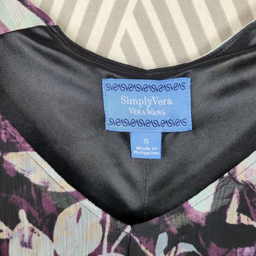 Simply Vera Wang Party Dress size Small Floral Layered Chiffon Hi Low purple - Picture 7 of 9