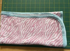 Gerber Baby Thermal Blanket Pink Zebra Blue Edge Security Lovey Waffle Weave 27"