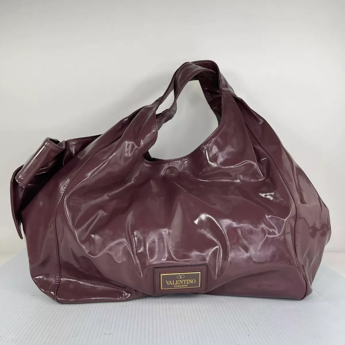 VALENTINO Nuage Bow Patent Leather Tote Bag Red