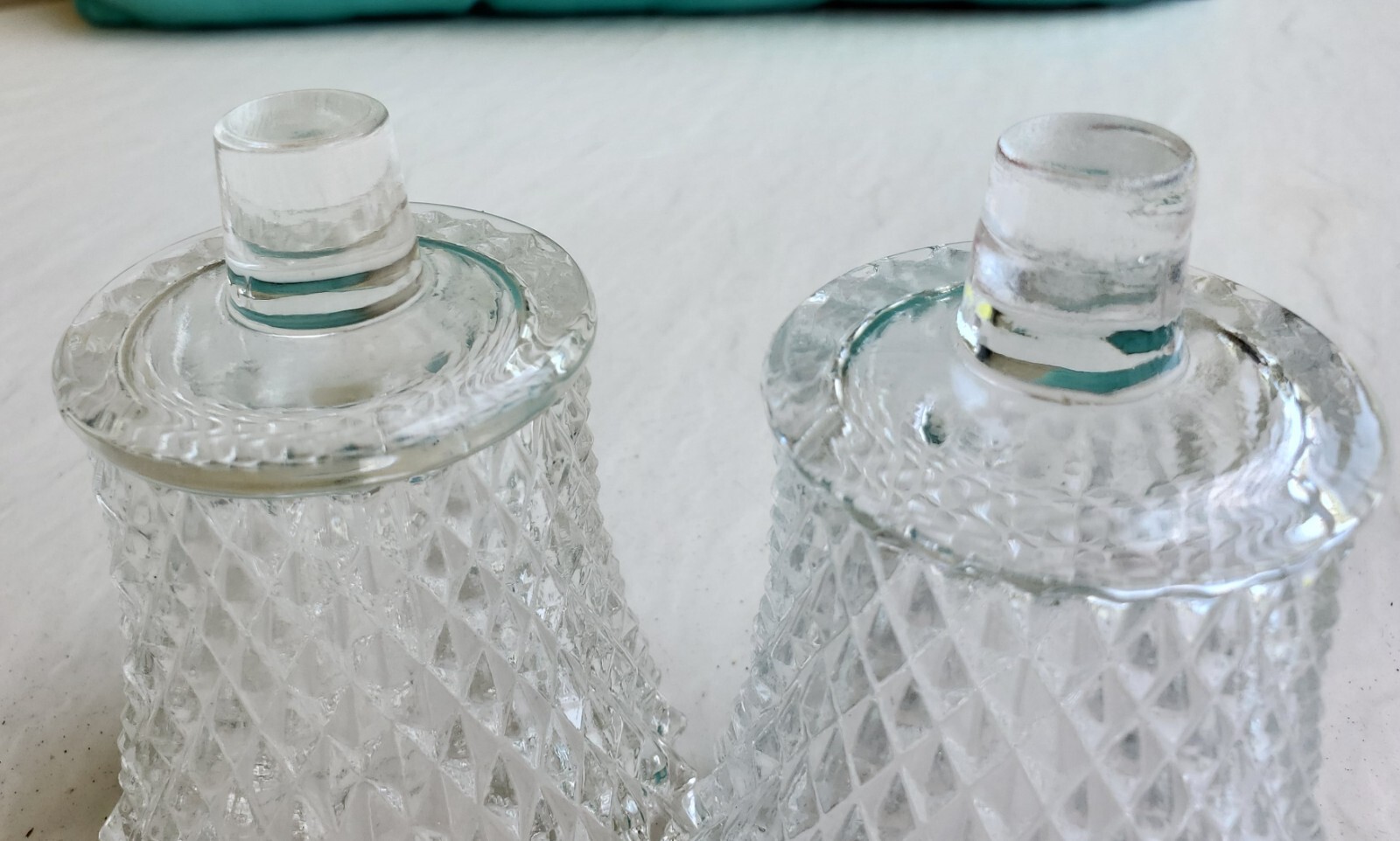 2 VINTAGE CUT GLASS CANDLESTICK INSERTS