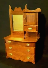Vtg Dollhouse Miniature Dresser /Chest of Drawers w/ Mirror - Artist Dale Austin