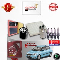Inspektionskit Filter ÖL Kerzen F. Skoda Fabia II 1.4 16V 63KW 86CV Von 2007->