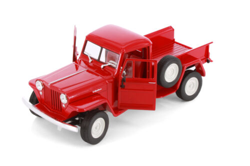 1947 JEEP WILLYS RED PICKUP TRUCK 1/24 DIECAST CAR WELLY 24116/4D - Picture 2 of 6