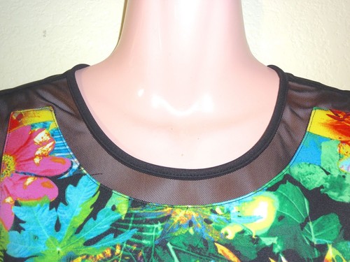 NWT Spense Tropical Floral Sheer Mesh Trimmed Sheath Dress 8-12 - Picture 4 of 12