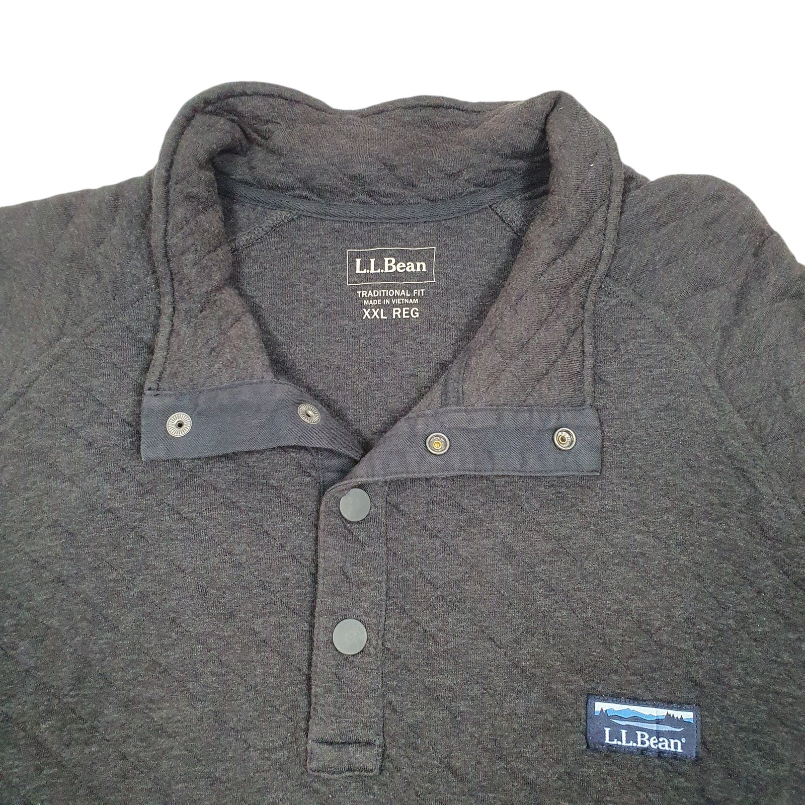 L.L.BEAN 1/4 Quarter Zip Snap Quilted College Fresh Jumper Sweatshirt Mens XXL image 2