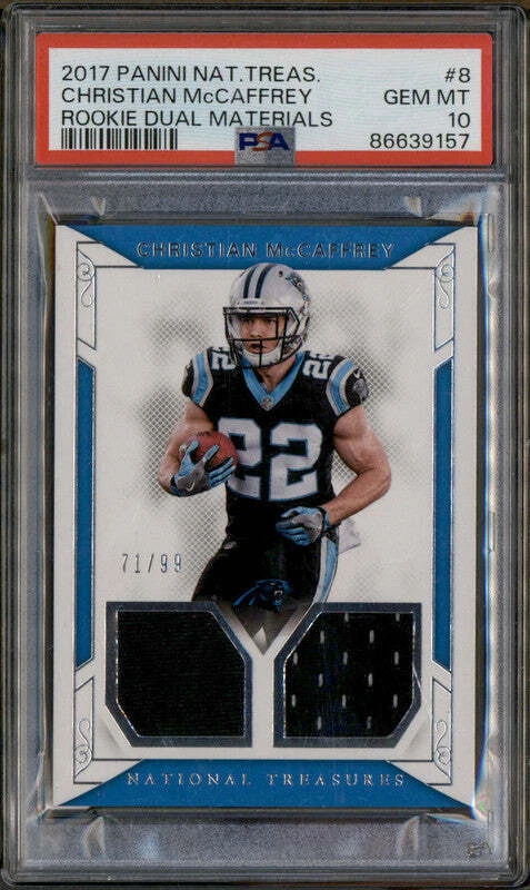 Christian McCaffrey Panini National Treasures Rookie Dual Materials #8 Base