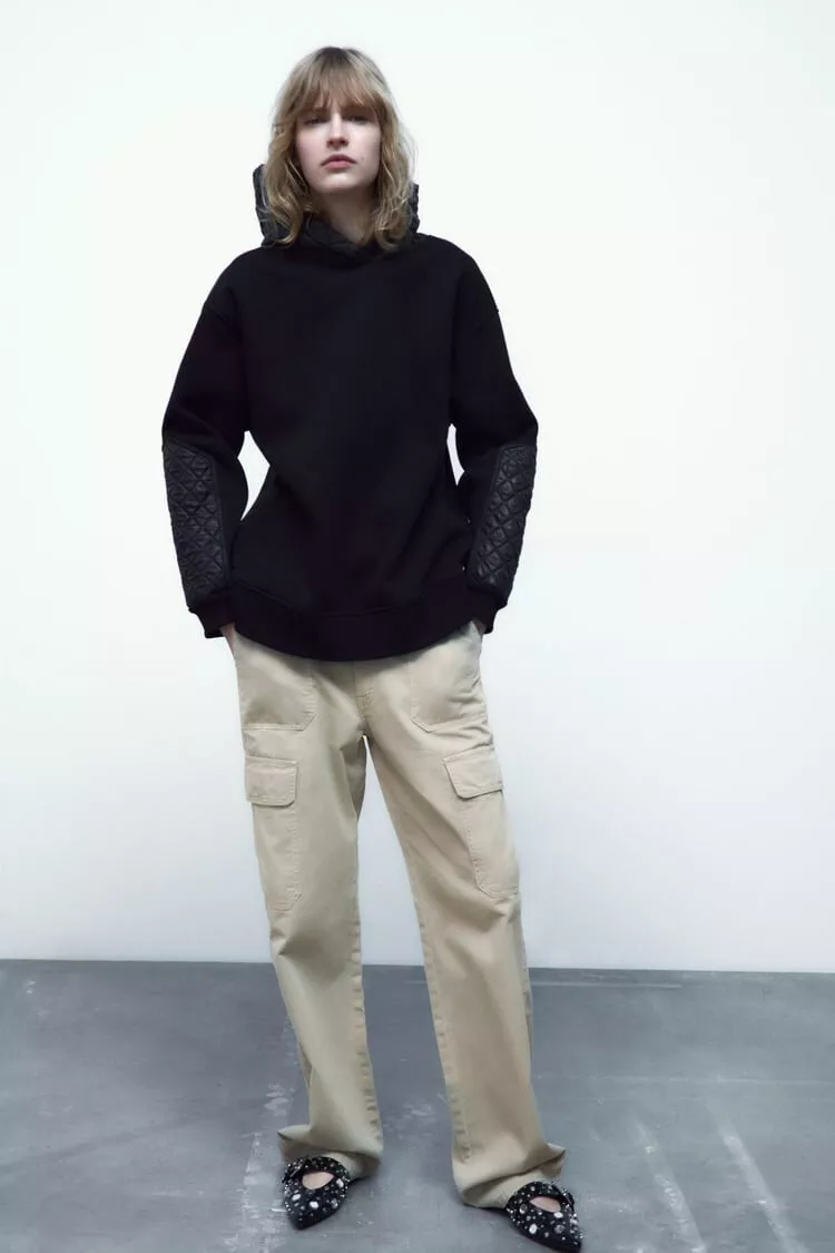 Zara quilted cheap sweatshirt