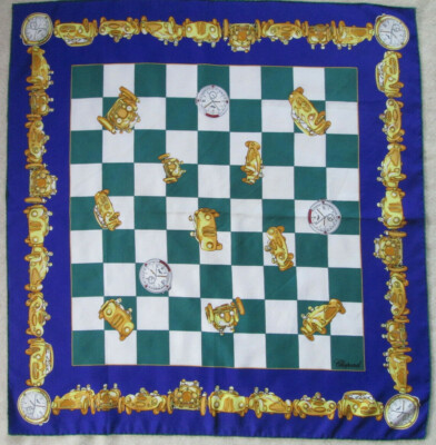 Foulard Carré Vintage En Soie 100% - Dimensions 84x89 Cm, Couleur Cyan, Occasion