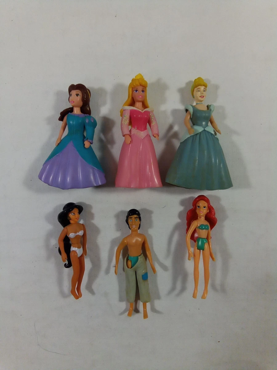 Disney Princess Toys, 6 Small Dolls And Accessories