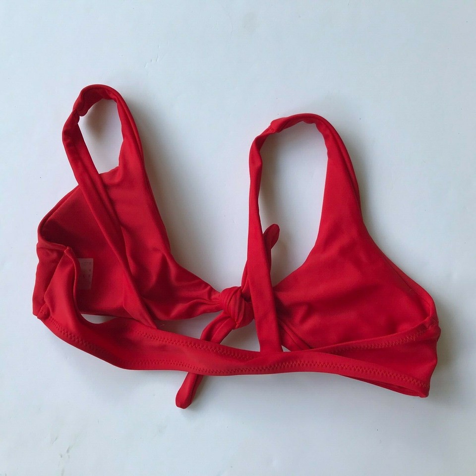 Zaful Red Bikini Top Sz S Front ties Cup inserts with cups Pull On