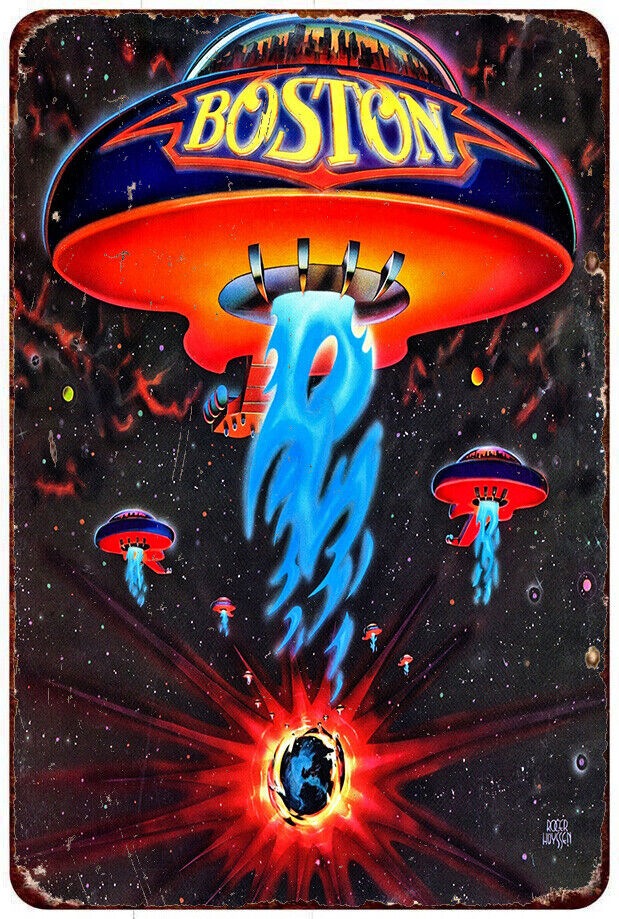 1977 BOSTON Band BOSTON UFO SPACESHIP Art Reproduction Metal sign 8 x ...