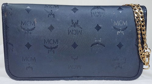 Vintage MCM Germany 80s Black Visetos Monogram Clutch Bag - Picture 2 of 10