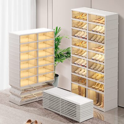CIMLORD 9-Tier Foldable Shoe Rack Organizer for Closet 36Pairs Plastic Shoe S...