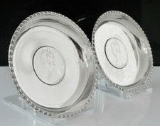 Antique Pair of Indian Silver One Rupee Coin Dishes 1891
