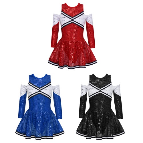 Uniforme de Pompom Girl Fille Déguisements Pom-pom Girl Robe Danse à Paillettes - Bild 1 von 31