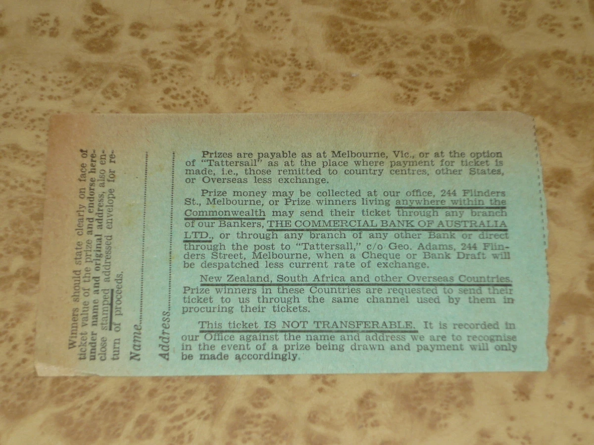 50s 60s TATTERSALLS 10 000 Cash Consultation 5 Lottery Ticket