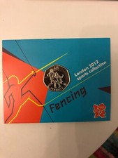 2012 LONDON OLYMPIC SPORTS 2011 50p COIN UNC SEALED IN CARD. FENCING (*)