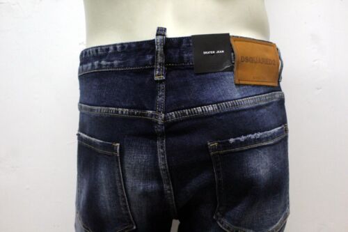 Dsquared2 Jeans Uomo Pantalone Nuovo Taglia 54 Blu Pant Pants Regular In Cotone - Zdjęcie 14 z 19