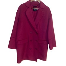New John Lewis Double Breasted Coat Size 10 Bright Pink Wool Blend Lined Wom My