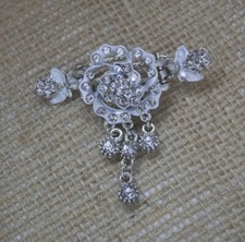 Silver tone with Clear rhinestone crystal metal hair clip light weight 5011