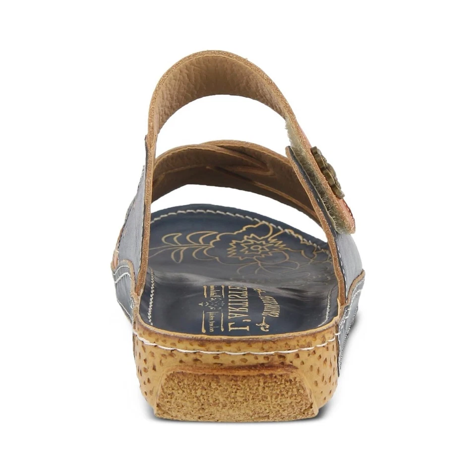 L’Artiste by Spring Step Womens Leigh Leather Slide Sandal - Navy Multi, 36M NEW - Image 3 of 4