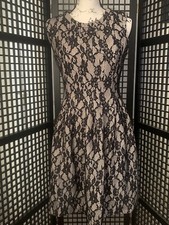 HD in Paris Anthropologie Black/Beige Lace Dress, Lined,  Size M