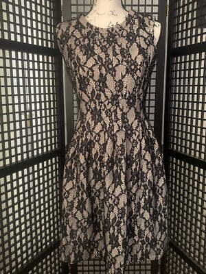 HD in Paris Anthropologie Black/Beige Lace Dress, Lined, Size M | eBay