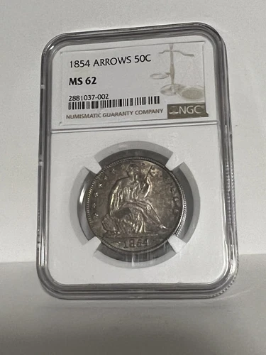1854 w/ Arrows Seated Liberty Half NGC MS-62