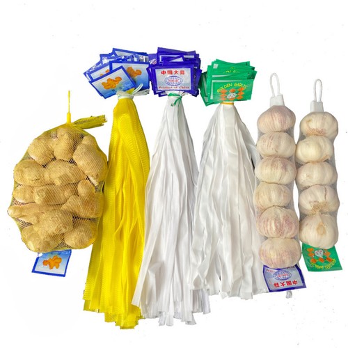 100pz Sacchetti Rete Plastica Aglio Zenzero Imballaggio Rete Sacchi con Fibbie per Mercato - Foto 6 di 15