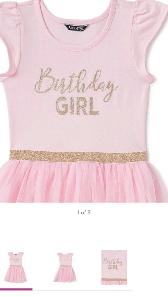 Vestido tutu manga flutter George para meninas pequenas - Imagem 3 de 4