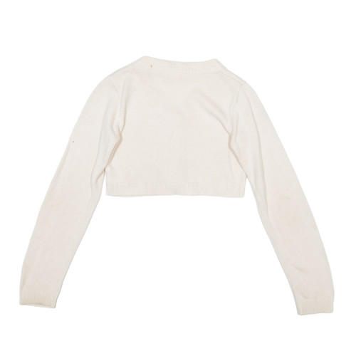 CHLOE Cropped Kaschmirmischung Strickjacke creme eng Strick V-Ausschnitt Mädchen S - Bild 3 von 8