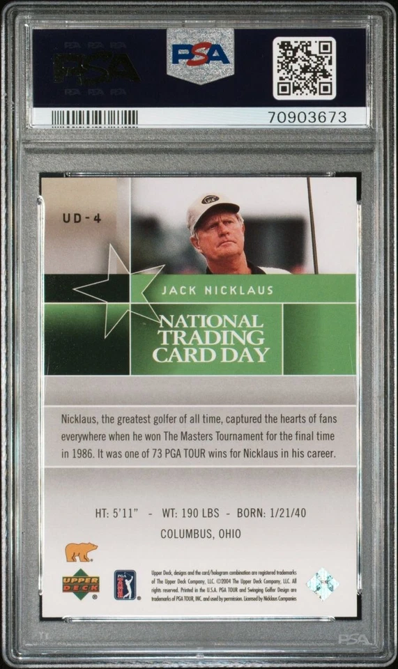 2004 Upper Deck #U-4 JACK NICKLAUS HOF National Trading Card Day / PSA 10 - Image 2 of 2