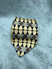 Stafford Necktie Beige Blue Geometric 100 Silk USA Made Classic Width  Length