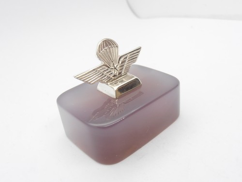 Paratroopers: Silver 925 Badge On Gray Agate - Paperweight Certificate - Picture 3 of 6