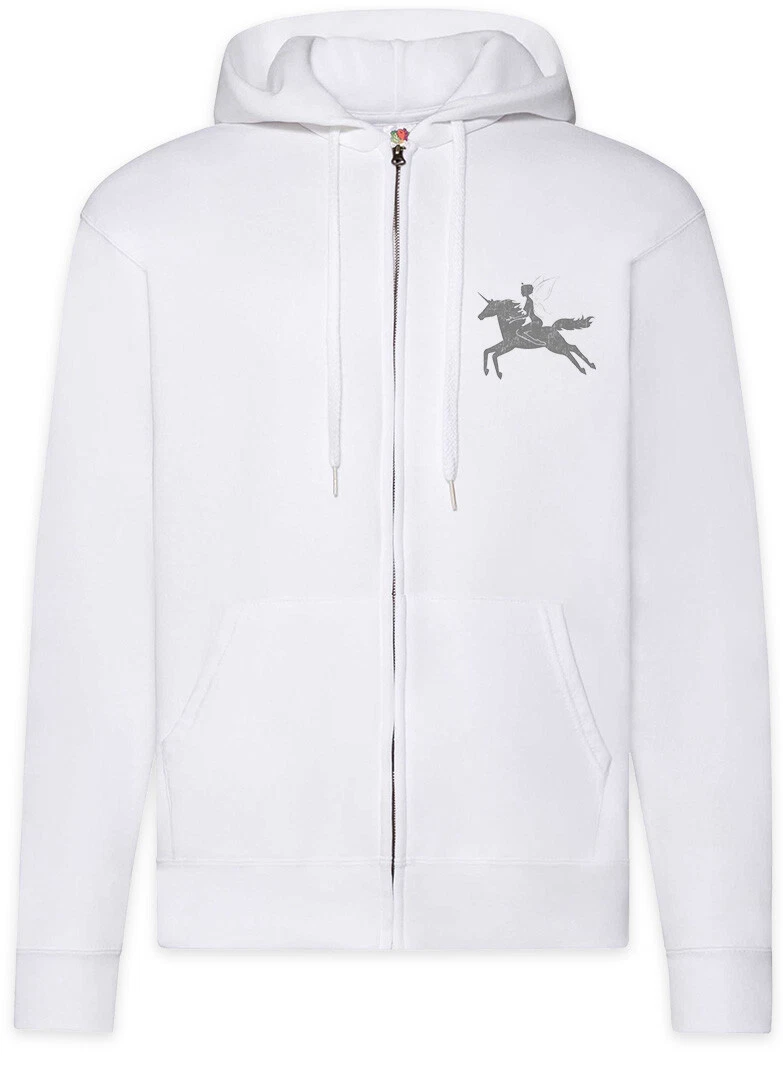Fairy Riding Unicorn Zipper Hoodie Horn Rainbow Fun Fairies Princess Fairytale