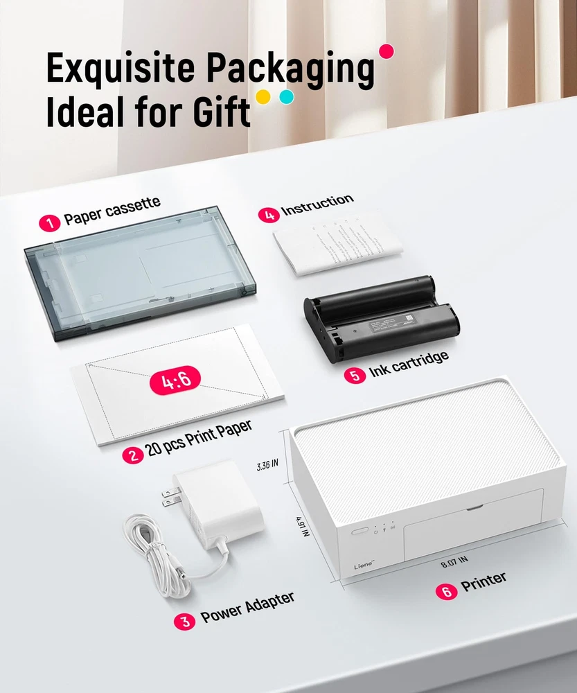 4x6 Wi-Fi Photo Printer with 20 Sheets Full-Color Instant iPhone Printing 4x6 Wi-Fi Photo Printer with 20 Sheets Full-Color Instant iPhone Printing