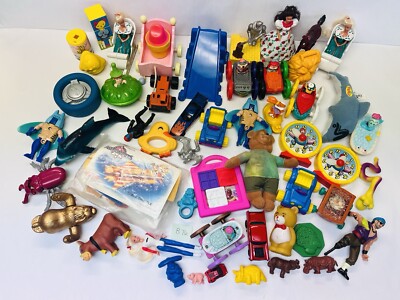 Vintage Toy Lot Mixed Brands Character Toys McDonalds Etc Teacher prize Box B76