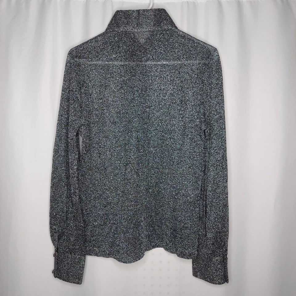 Top Walter Lee Transparente Metálico Botón Mujer Grande Negro Plata Bruja Cachicho Foto 2 de 4