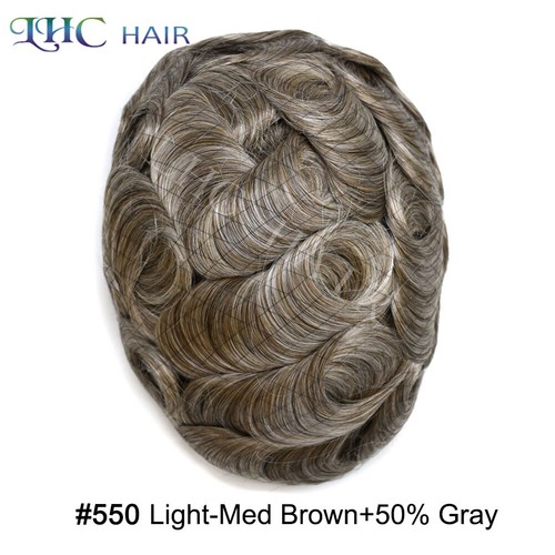 Thin Skin Mens Toupee Human Hair Replacement System V-looped 0.06mm PU Hairpiece - 第 51/86 張圖片
