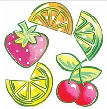 WALLIES FRUIT wall stickers 25 prepasted cutouts cherry lemon lime strawberry