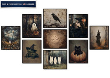 DTORCH Vintage Halloween Wall Art Set 10"L x 8"W, Poster Unframed