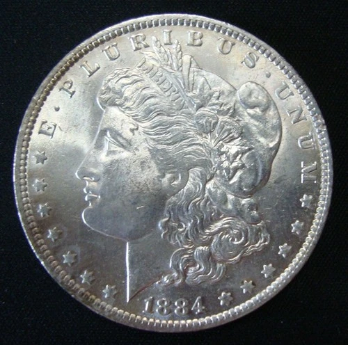 1884 O Morgan Silver Dollar AU / uncirculated? brilliant luster slight tone