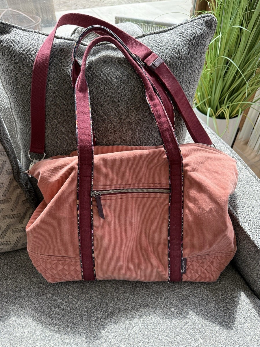 Vera Bradley Corduroy Travel Overnight Duffle Bag in Blush Fig