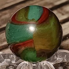 HTF "HOLLY BERRY" Peltier Glass Rainbo Marble. . .60" Mint - Uv Active.