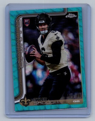 2025 Topps Chrome #398 Tyler Shough Aqua Wave Refractor #/199