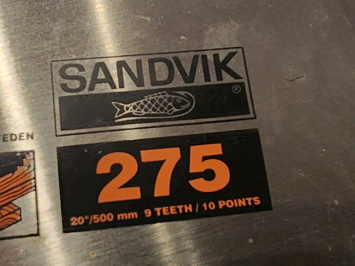 Sandvik 275 Hand Saw, Swedish Hardened Steel, 20